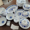 富玉景德鎮高顏值青花瓷玲瓏餐具套裝高級感喬遷家用輕奢陶瓷碗碟 萬(wàn)壽蓮套裝（釉下彩） 58頭 曬單實(shí)拍圖
