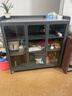 帥仕廚房用具置物架櫥柜玻璃餐邊收納柜儲物柜碗柜落地多功能微波爐架 灰4層長(cháng)120【免釘組裝+3C玻璃+巖板】 曬單實(shí)拍圖