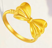 老廟黃金戒指足金999蝴蝶結在逃公主婚戒送女友老婆生日節日求婚禮物 15#/約1g 曬單實(shí)拍圖