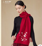 上海故事100%羊毛加長(cháng)刺繡紅圍巾披肩女送媽媽馬年本命年禮物高檔禮盒款 曬單實(shí)拍圖