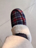 科柔（KENROLL）男女秋冬保暖棉鞋格子款加絨全包棉拖鞋 黑格子 35-36(230mm) 曬單實(shí)拍圖