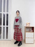 艾卡諾 I.KARNOW兒童冬裝套裝洋氣長(cháng)裙女童好看兩件套女大童冬季毛衣紅色半身裙子 19717白色+4553紅色【套裝】 150 曬單實(shí)拍圖