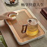 憶壺茶茶盤(pán)托盤(pán)家用小型瀝儲水式小茶臺竹茶簡(jiǎn)易功夫茶具套裝 36.5*24cm雙層瀝水盤(pán) 曬單實(shí)拍圖