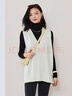 金菊100%綿羊毛秋冬新年紅品寬松外搭純色V領(lǐng)中長(cháng)款女式背心馬甲 白色 XL (170/92A) 曬單實(shí)拍圖