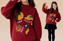 左西女童紅色毛衣兒童秋冬季2025新款女孩保暖新年服上衣 紅色 160 曬單實(shí)拍圖
