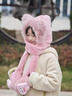 三麗鷗（SANRIO）庫洛米兒童帽子圍巾手套一體三件套2025新款秋冬保暖女孩冬季女童 16#棕粉兔子2025新款 2-10歲【帽圍47-54cm】 x 均碼 曬單實(shí)拍圖