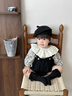 班喜迪嬰兒衣服春裝嬰幼兒連體衣寶寶碎花包屁衣背帶褲套裝小月齡外出服 米色 80cm 曬單實(shí)拍圖