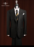 GIEVES CHARLES【卓雅系列】1881進(jìn)口110S純羊毛黑色金線(xiàn)條紋戧駁領(lǐng)西服套裝男 鎏金法則 50 曬單實(shí)拍圖