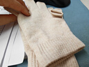 恒源祥冬季半指手套女秋冬季純羊絨分指露指男手套學(xué)生針織保暖可愛(ài)韓版 米夾花 均碼 曬單實(shí)拍圖