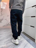 JEEP純棉運動(dòng)褲男款春秋全棉針織休閑長(cháng)褲冬季加絨加厚衛褲子男特大號 春秋款-藏藍 束口 XL 體重120-135斤 曬單實(shí)拍圖