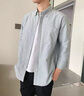 東方駱駝（EASTERN CAMEL）奢華高端2026新款純棉牛津紡長(cháng)袖襯衫男款春秋季休閑商務(wù)基礎寸衫 淺灰綠 S 165 曬單實(shí)拍圖