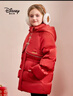 迪士尼（Disney）新秋款冬季女童中國風(fēng)加厚連帽90中長(cháng)款白鴨絨羽絨衣服外套 452紅色    90白鴨絨 130 充絨量約116g 曬單實(shí)拍圖