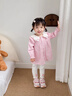 班喜迪女童套裝春裝新款洋氣寶寶上衣嬰兒打底褲春秋時(shí)髦兒童衣服小童裝 粉色 T52Q252 80 曬單實(shí)拍圖
