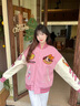 BJHG【飛天小女警聯(lián)名】不計后果美式棒球服夾克女款春季寬松復古外套 花花粉 S 110斤以下 曬單實(shí)拍圖