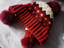 費爾島風(fēng)加絨護耳毛線(xiàn)帽子女秋冬季戶(hù)外毛球保暖滑雪針織雷鋒帽潮 紅色 曬單實(shí)拍圖