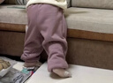 巴厘小豬女童保暖褲冬季兒童加絨褲加厚休閑褲嬰幼兒束腳褲秋冬女寶寶褲子 灰粉 90 曬單實(shí)拍圖