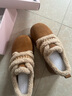 他她棉鞋女25冬季毛毛單鞋厚底 棕色（仿毛里） 37 曬單實(shí)拍圖
