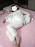 BabyWatch慢回彈貝殼孕婦枕護腰側臥睡托腹U型枕頭女神枕記憶枕-藍拼 曬單實(shí)拍圖