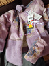 迪士尼（Disney）女童套裝拜年服兒童新年服裝國風(fēng)新中式外套冬季加絨褲子兩件套潮 紫色加絨兩件套 外套+褲子+包包 140 曬單實(shí)拍圖