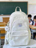 Zinke 減負書(shū)包女初中生大容量高顏值高中生背包韓系ins大學(xué)生雙肩包 白色（帶白色翅膀星星掛件） 曬單實(shí)拍圖