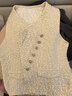 小香風(fēng)肌理感斜襟針織馬甲女疊穿無(wú)袖背心外搭坎肩外套上衣 MF45 米白色 L 曬單實(shí)拍圖