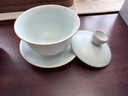 青澹汝窯蓋碗三才大號泡茶碗茶具天青色景德鎮陶瓷家用手工隨緣蓋碗 隨緣蓋碗約230ml  開(kāi)片可養 天青色 曬單實(shí)拍圖