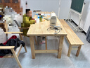 惠尋北歐實(shí)木餐桌日式原木大板桌家用客廳大長(cháng)書(shū)桌書(shū)房多人閱讀學(xué)習桌 書(shū)桌+C長(cháng)凳*1+彎背椅*2【備注顏色】 200cm*80cm*75cm【桌面厚4cm】 曬單實(shí)拍圖