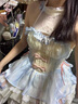 唐努烏愛(ài)神洛麗塔lolita公主風(fēng)特風(fēng)掛脖吊帶連衣裙短裙蓬蓬裙 桔梗之約藍色單裙子 M 【90-115斤】 曬單實(shí)拍圖