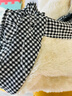 啄木鳥(niǎo)加絨襯衫女2025冬季新款黑白格子立領(lǐng)木耳邊開(kāi)衫寬松百搭外穿打底 保暖黑白格子(加絨加厚) 2XL 曬單實(shí)拍圖