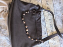 裘真植鞣羊皮云舒流浪包大容量垃圾袋通勤包休閑單肩斜挎hobo包女 咖啡色珠串套裝 曬單實(shí)拍圖