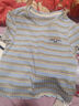 百圖betu女裝2025夏季新款T恤清新條紋字母繡花棉感短袖上衣女2505T07 彩條紋 S 曬單實(shí)拍圖