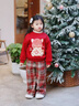 5+（FivePlus）童裝女童套裝2026馬年本命年紅色12歲女孩新年衣服 酒紅+紅格120 曬單實(shí)拍圖