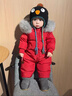 G.duck嬰兒連體羽絨服男女童寶寶外出服爬服哈衣冬季加厚嬰幼兒童裝套裝 中國紅 加絨 灰色狐貍毛領(lǐng) 80 (建議身高70-80cm) 曬單實(shí)拍圖