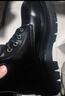 馬登男鞋厚底增高工裝靴高幫德比鞋英倫風(fēng)馬丁靴子黑色皮鞋子 黑色   42 (260mm) 曬單實(shí)拍圖