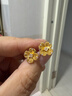 JEMPER君佩富貴牡丹古法手工花絲耳釘無(wú)痕鑲絲耳飾足金 金重約4.2g 曬單實(shí)拍圖
