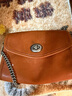裘真信封包女鏈條斜挎單肩包休閑復古小包植鞣頭層牛皮包包 焦糖色-小號 曬單實(shí)拍圖