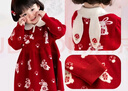 幼歌（YOUGE）嬰幼兒新中式小翻領(lǐng)國風(fēng)毛紅色年服甜美乖巧衣連衣  曬單實(shí)拍圖