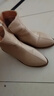斷碼品牌鞋羊皮粗跟尖頭短靴女2025秋冬新款中跟切爾西瘦瘦馬丁靴 杏色加絨 37 曬單實(shí)拍圖