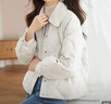 羅蒙（ROMON）小香風(fēng)短款羽絨棉服女冬季小個(gè)子寬松休閑輕薄2025年新款棉襖外套 米白色 L  110-130斤 曬單實(shí)拍圖