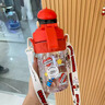 沭科蠟筆小新水杯兒童小學(xué)生上學(xué)專(zhuān)用新款tritan吸管杯大容量便攜水壺 紅色-610ml【吸管+提繩+背帶】 曬單實(shí)拍圖