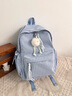 viney簡(jiǎn)約初中高中書(shū)包大學(xué)生雙肩包女大容量背包高顏值戶(hù)外出游旅行包 藍色+可愛(ài)掛件 時(shí)尚輕便通勤減負休閑輕奢電腦包 曬單實(shí)拍圖