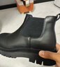 馬登切爾西靴英倫風(fēng)中幫休閑皮鞋高幫黑色皮短靴馬丁靴工裝男鞋潮 黑色   42 曬單實(shí)拍圖