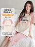 都市麗人睡衣女純棉短袖短褲薄款外出可穿春夏季新款自帶胸墊女士家居服 曬單實(shí)拍圖