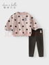 戴維貝拉（DAVE＆BELLA）兒童長(cháng)褲套裝冬季新款加絨女童衛衣褲子兩件套休閑寶寶衣服 圓點(diǎn)【現貨】 120 cm（建議身高110-120cm） 曬單實(shí)拍圖