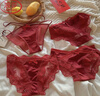 浪莎（LangSha）本命年紅色內褲女純欲鏤空馬年4條性感蕾絲結婚新娘安可拉褲衩 曬單實(shí)拍圖