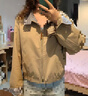 茵曼撞色格紋立領(lǐng)純棉刺繡外套2025秋女裝新款夾克上衣 卡其色 XL 曬單實(shí)拍圖