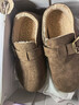 依思 Q（exull）增高勃肯鞋女加絨2025新款冬季保暖棉鞋女一腳蹬加厚軟底通勤單鞋 卡其色 -內增高4cm 36 曬單實(shí)拍圖