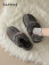 達芙妮厚底雪地靴女款冬季2025新款加絨加厚保暖棉鞋毛毛女鞋鞋子 深灰色【可拆卸款】 40 曬單實(shí)拍圖