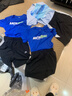 安踏兒童套裝夏裝T恤短褲官方旗艦冰絲速干2025新款6-16歲男大童裝 藍T黑褲 150 曬單實(shí)拍圖