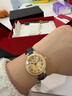 西普尼金表（HIPINE）金表女純金999足金黃金手表復古腕表時(shí)尚騏驥紅石英女表生日禮物 【鋯石金面金扣】金重5g+ 曬單實(shí)拍圖